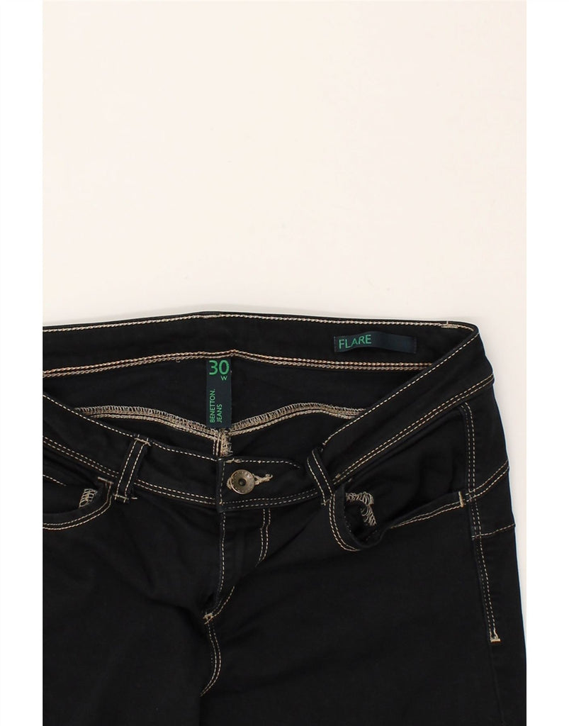 BENETTON Womens Flared Jeans W30 L32 Black Cotton | Vintage Benetton | Thrift | Second-Hand Benetton | Used Clothing | Messina Hembry 