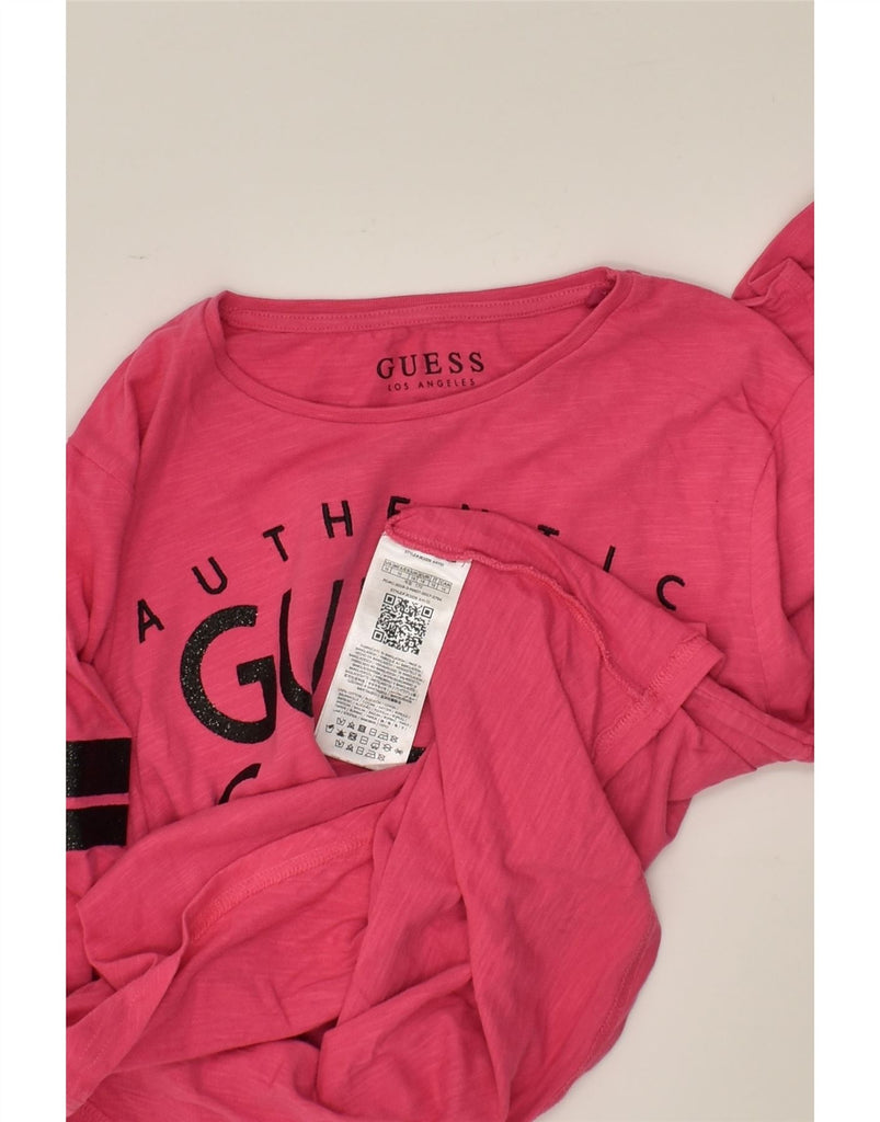 GUESS Girls Graphic Top Long Sleeve 15-16 Years Pink Cotton | Vintage Guess | Thrift | Second-Hand Guess | Used Clothing | Messina Hembry 