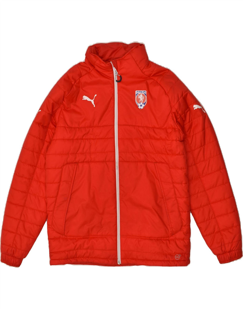 PUMA Mens Hooded Padded Jacket UK 38 Medium Red Polyester | Vintage Puma | Thrift | Second-Hand Puma | Used Clothing | Messina Hembry 