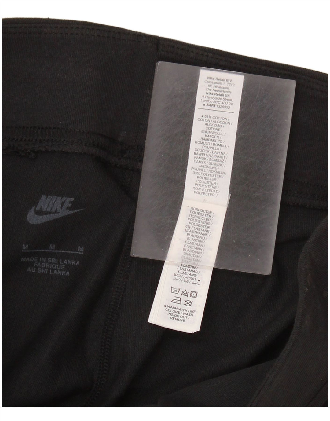 NIKE Womens Graphic Leggings UK 12 Medium  Black Cotton