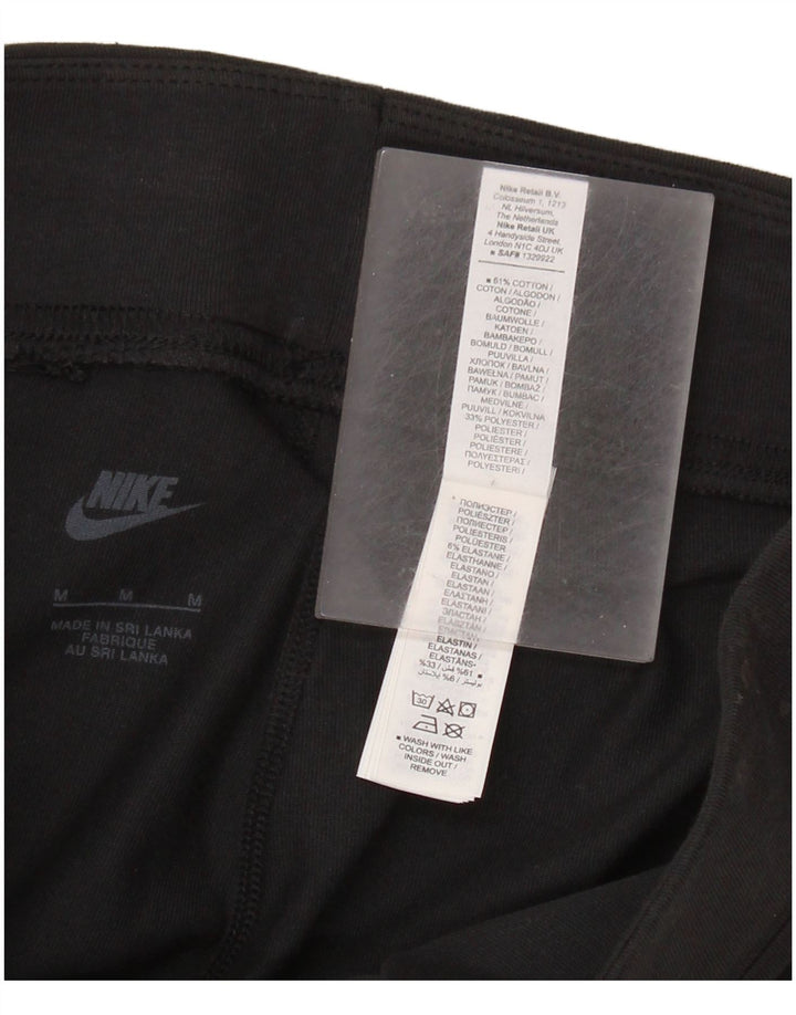 NIKE Womens Graphic Leggings UK 12 Medium  Black Cotton