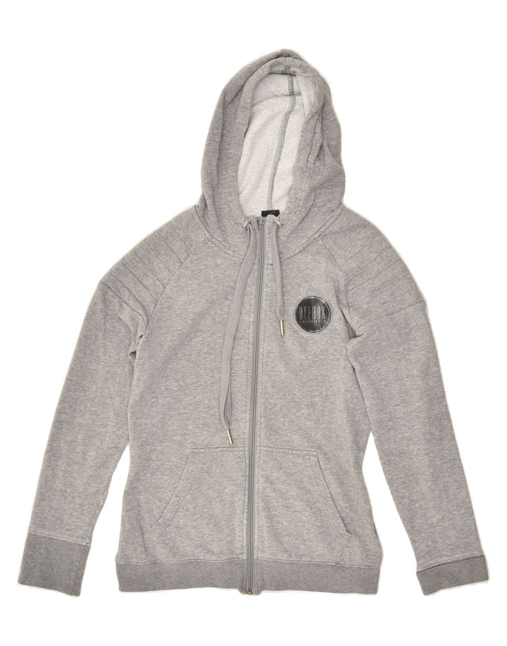REEBOK Womens Zip Hoodie Sweater UK 14 Medium Grey Cotton | Vintage Reebok | Thrift | Second-Hand Reebok | Used Clothing | Messina Hembry 