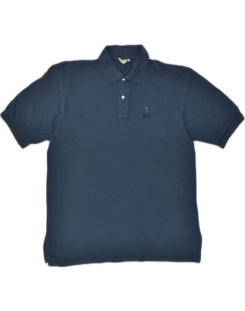 TRUSSARDI Mens Polo Shirt Medium TI 48 Navy Blue Cotton | Vintage Trussardi | Thrift | Second-Hand Trussardi | Used Clothing | Messina Hembry 