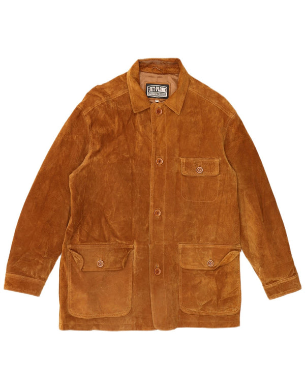 Jet Plane Mens Suede Jacket IT 50 Large Beige Leather