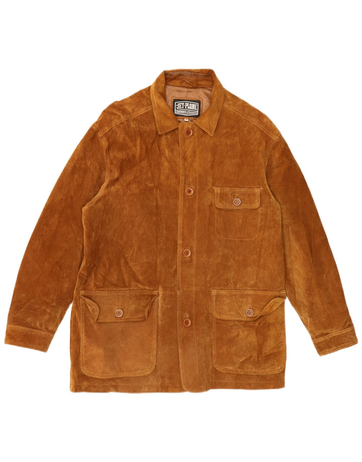 Jet Plane Mens Suede Jacket IT 50 Large Beige Leather