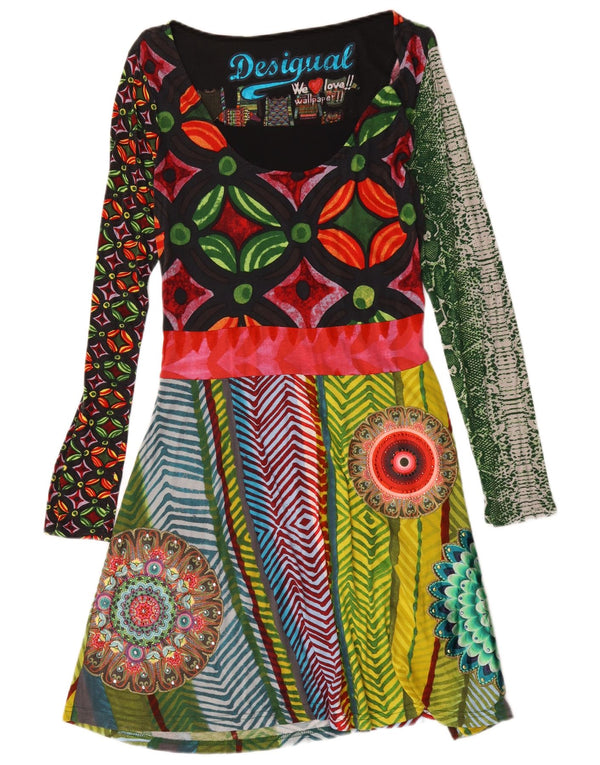 Desigual Womens Graphic A-Line Dress UK 18 XL Multicoloured Floral