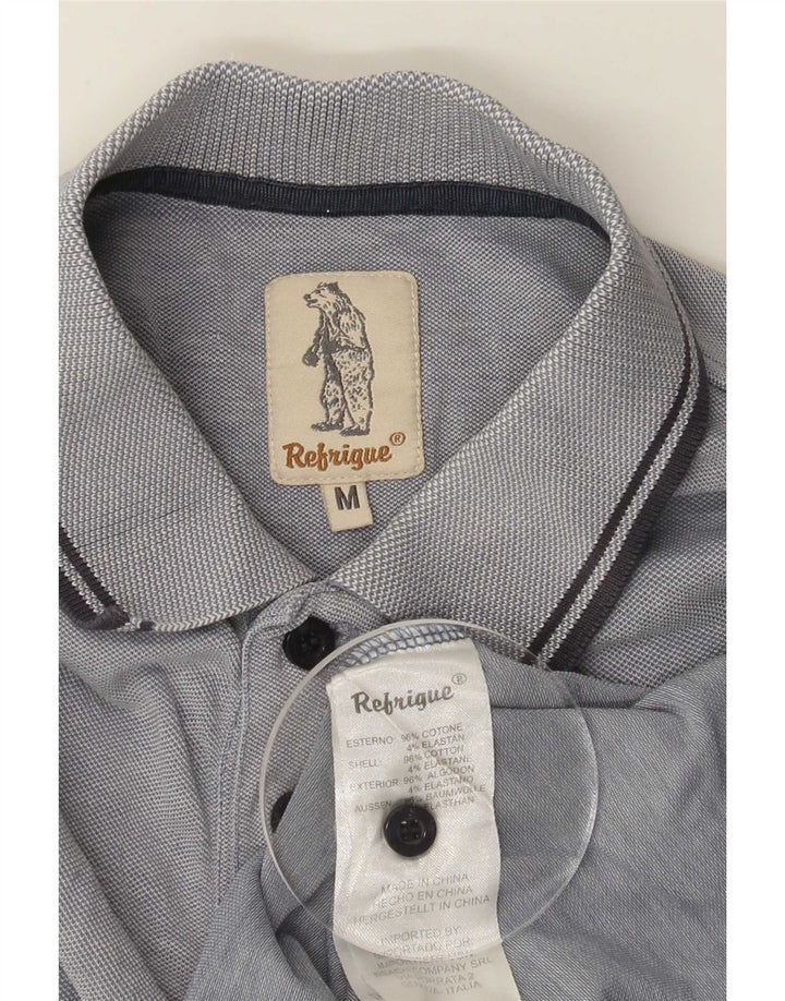Refrigue Mens Polo Shirt Medium Blue Cotton