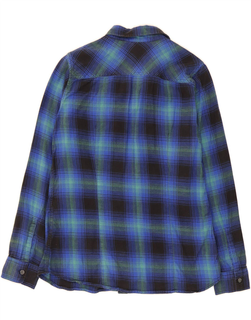EDDIE BAUER Womens Classic Fit Flannel Shirt UK 14 Medium Blue Check Vintage Eddie Bauer and Second-Hand Eddie Bauer from Messina Hembry 