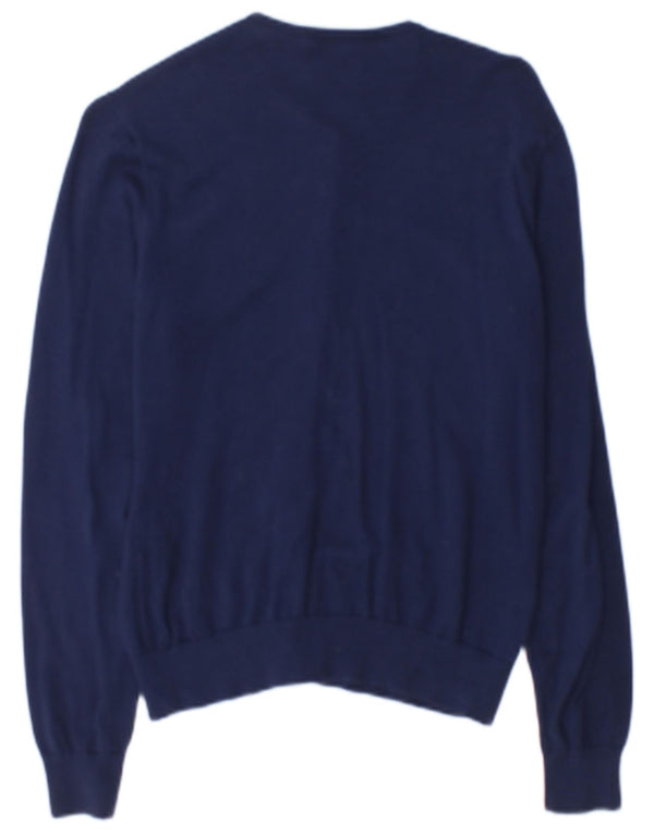 Ralph Lauren Womens Cardigan Sweater UK 14 Large Navy Blue Cotton