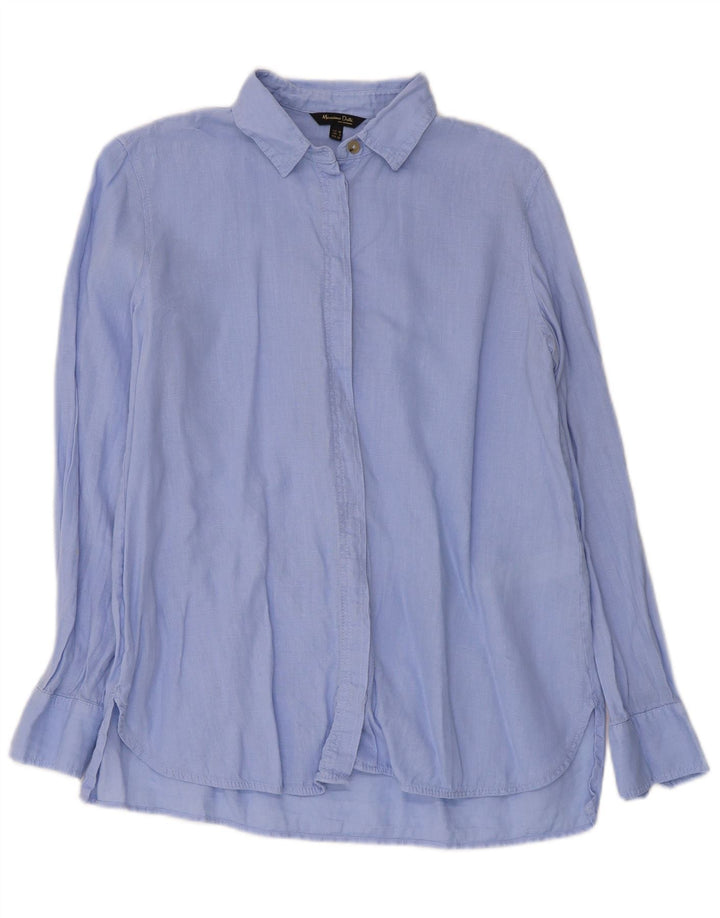 Massimo Dutti Womens Shirt EU 38 Small Blue Linen