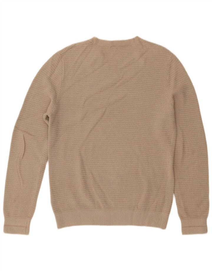 Cos Mens Boat Neck Jumper Sweater Small Beige Cotton