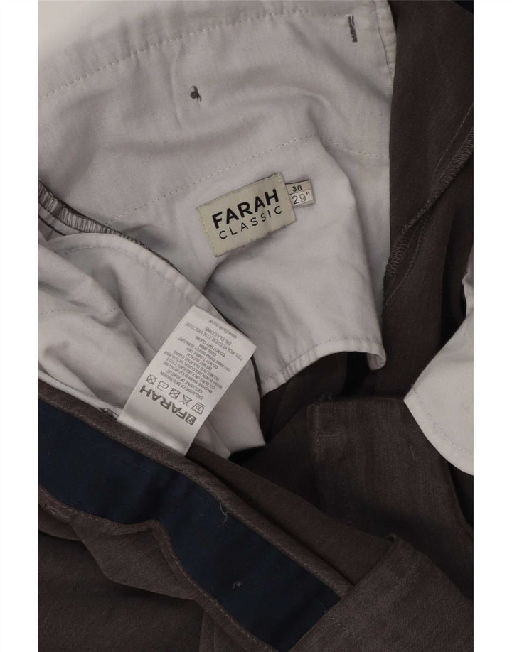 Farah Mens Classic Fit Suit Trousers W38 L29 Grey Polyester