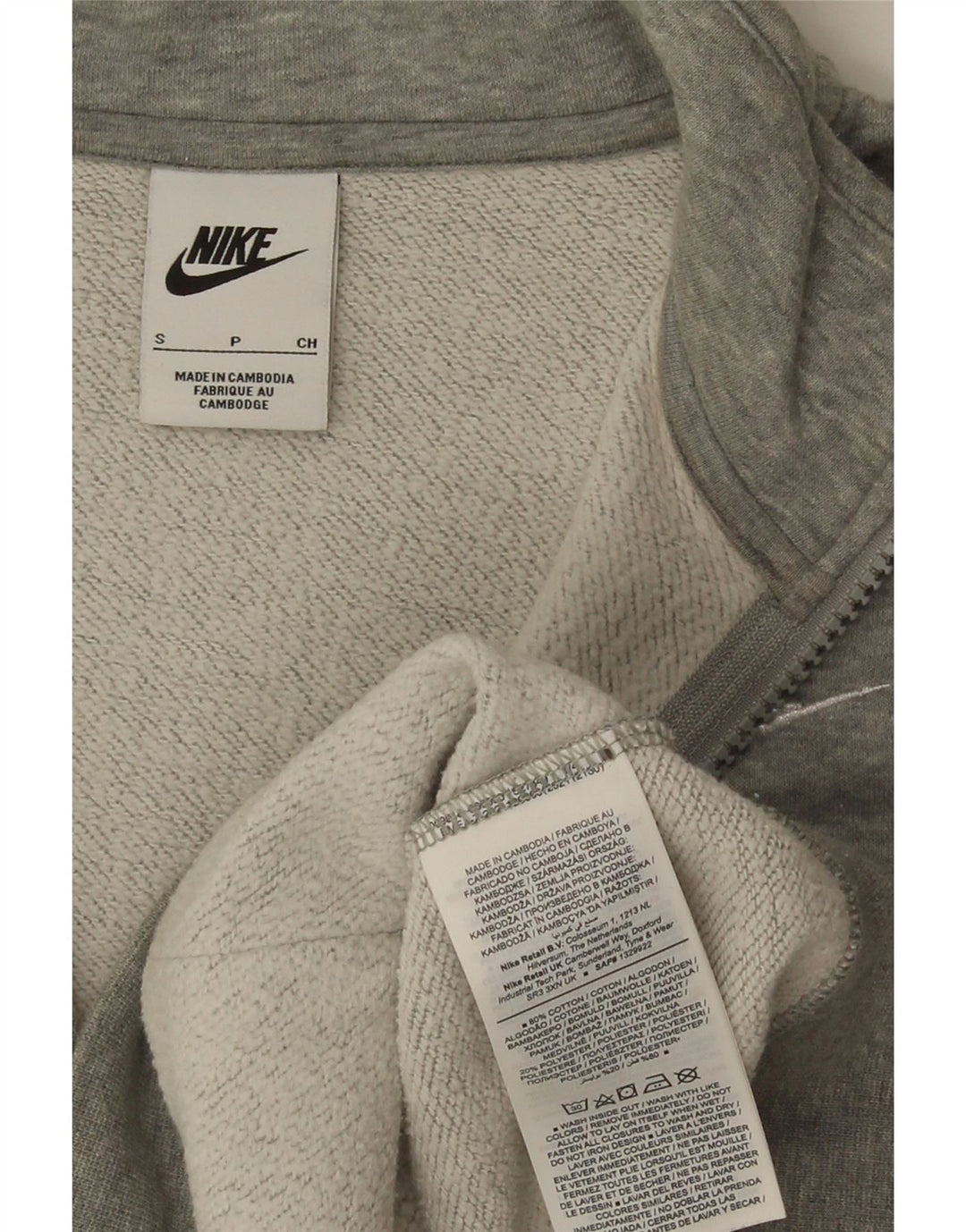 Nike Womens Oversized Zip Neck Sweatshirt Jumper UK 10 Small Grey Flecked
