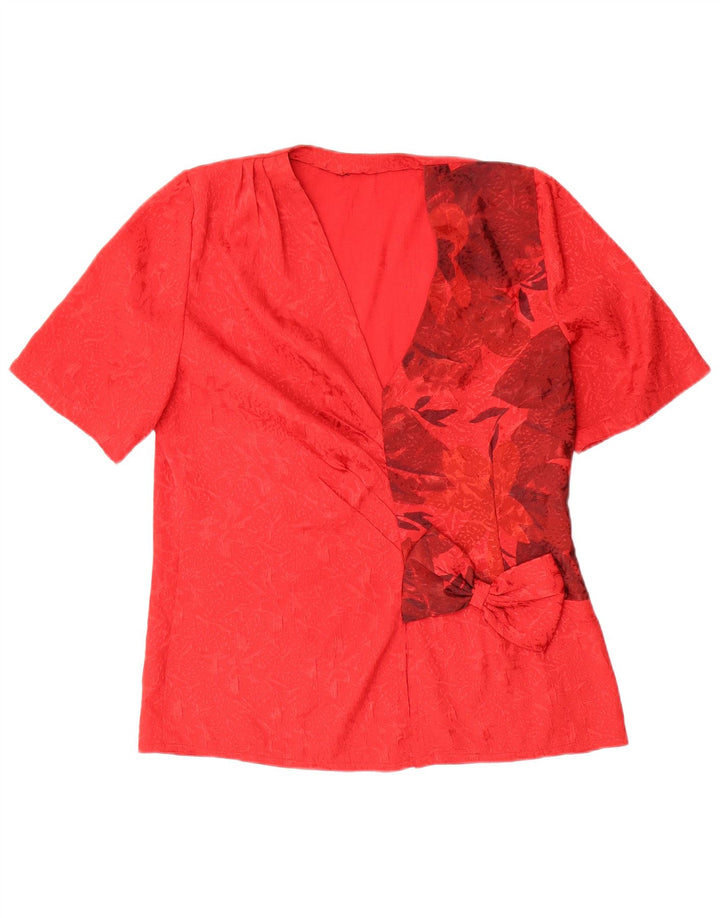 Vintage Womens Blouse Top UK 16 Large Red Floral