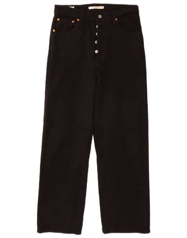 LEVI'S Womens Ribcage High Rise Straight Jeans W29 L27 Black Cotton