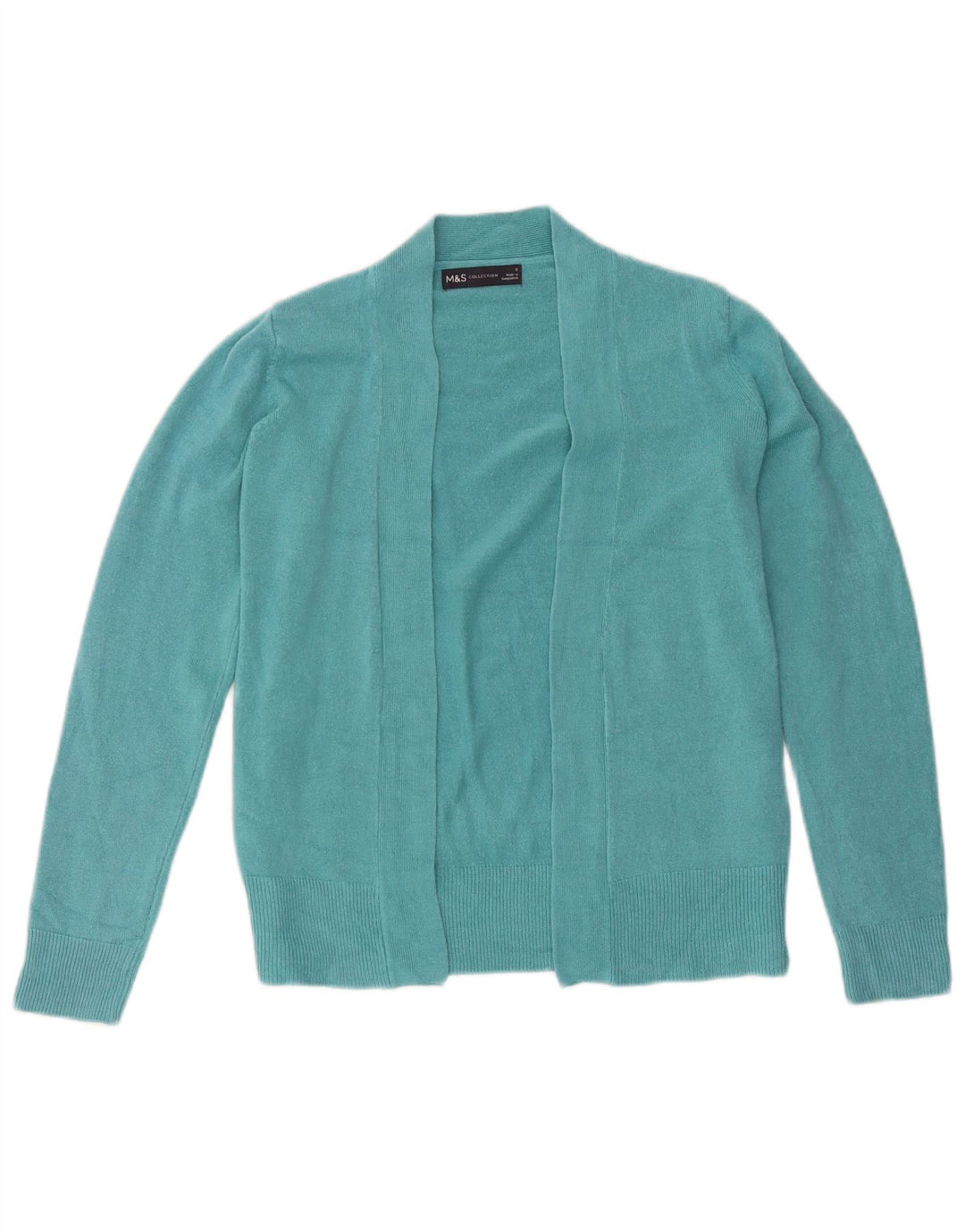 Marks & Spencer Womens Open Cardigan Sweater UK 10 Small Turquoise Acrylic