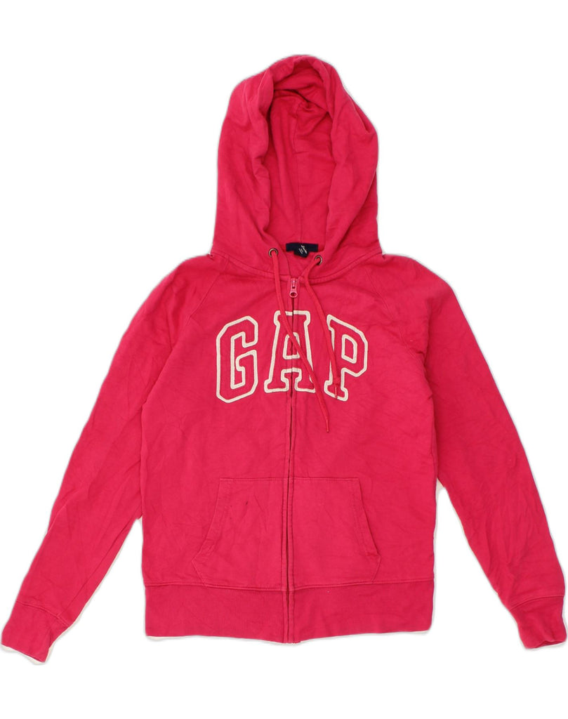 GAP Womens Graphic Zip Hoodie Sweater UK 10 Small Pink Cotton | Vintage Gap | Thrift | Second-Hand Gap | Used Clothing | Messina Hembry 