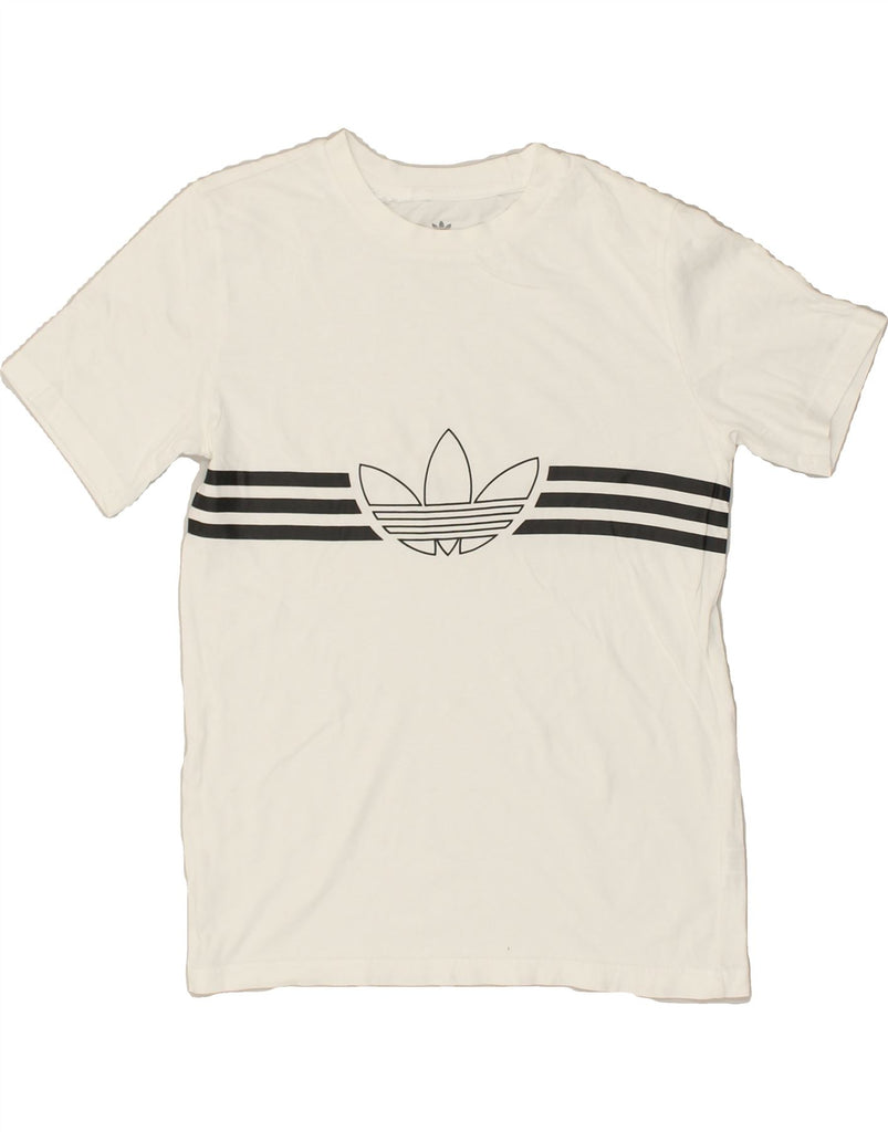 ADIDAS Boys Graphic T-Shirt Top 11-12 Years Medium White | Vintage Adidas | Thrift | Second-Hand Adidas | Used Clothing | Messina Hembry 