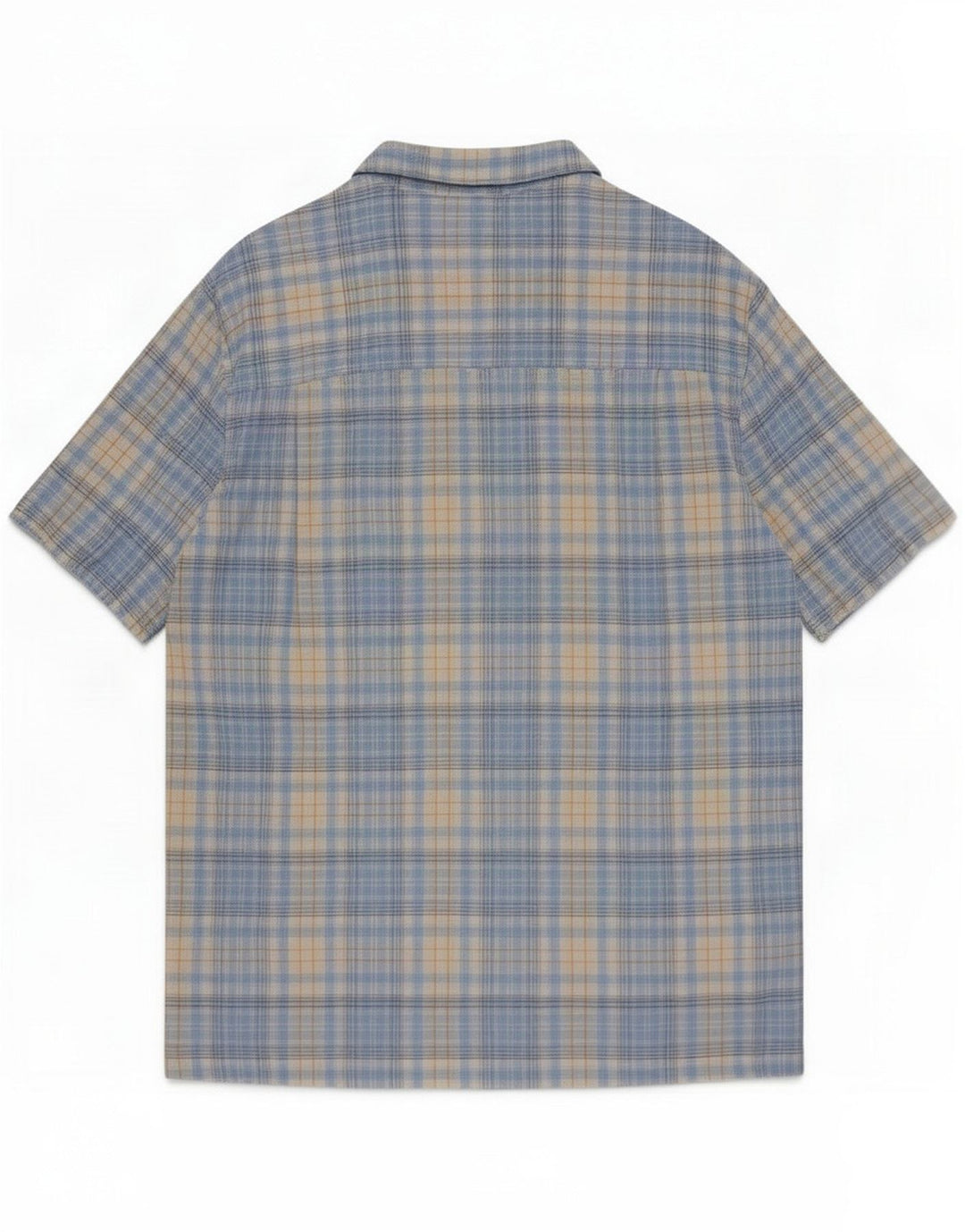 Chaps Mens Short Sleeve Shirt Large Blue Check Linen