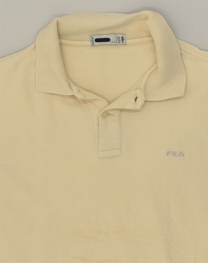 FILA Mens Slim Fit Polo Shirt IT 52 Large Beige Cotton | Vintage Fila | Thrift | Second-Hand Fila | Used Clothing | Messina Hembry 