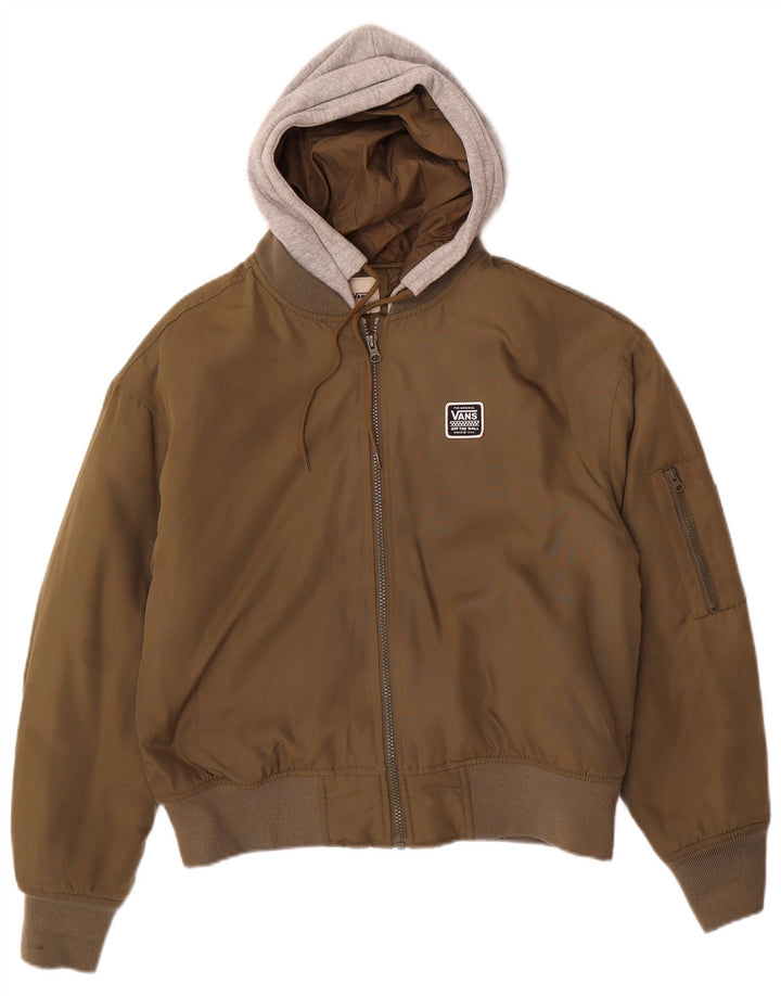 Vans Mens Hooded Bomber Jacket UK 36 Small Khaki Colourblock Polyester