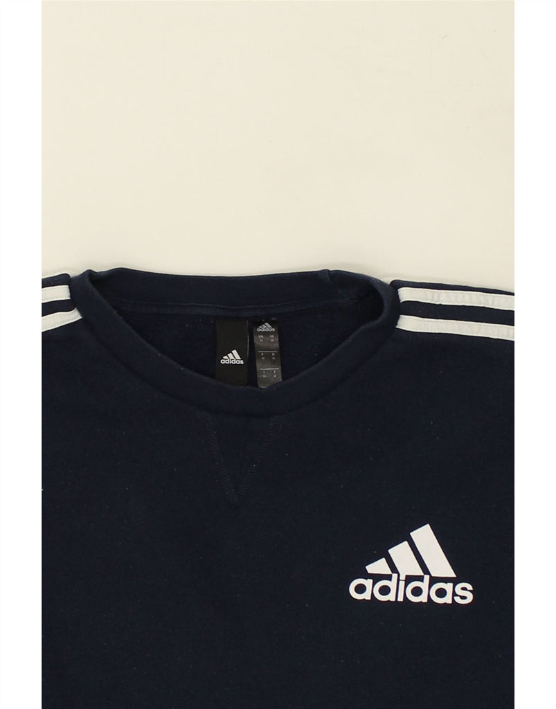 ADIDAS Mens Sweatshirt Jumper Medium Navy Blue Cotton | Vintage Adidas | Thrift | Second-Hand Adidas | Used Clothing | Messina Hembry 