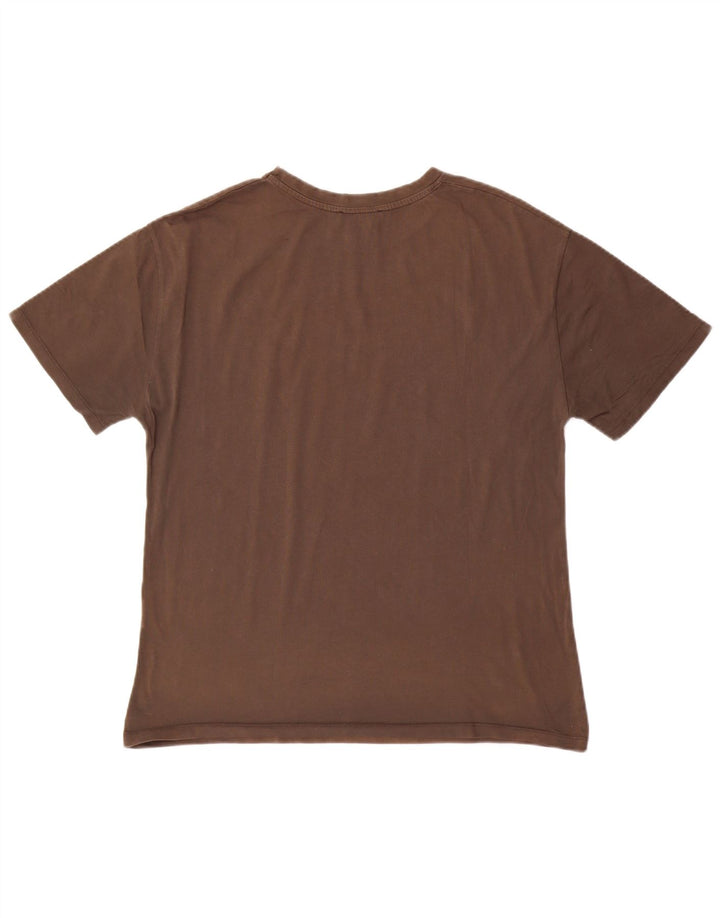 ZARA Womens Graphic T-Shirt Top UK 14 Medium Brown Cotton