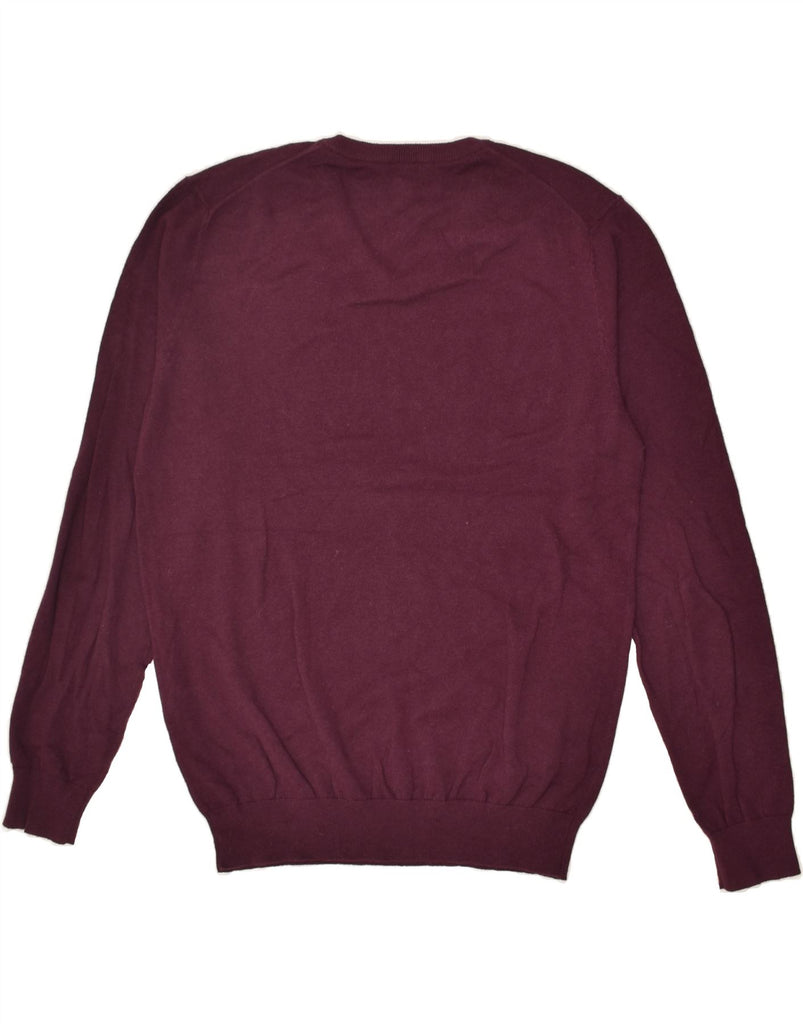 REISS Mens V-Neck Jumper Sweater Large Maroon Wool | Vintage Reiss | Thrift | Second-Hand Reiss | Used Clothing | Messina Hembry 