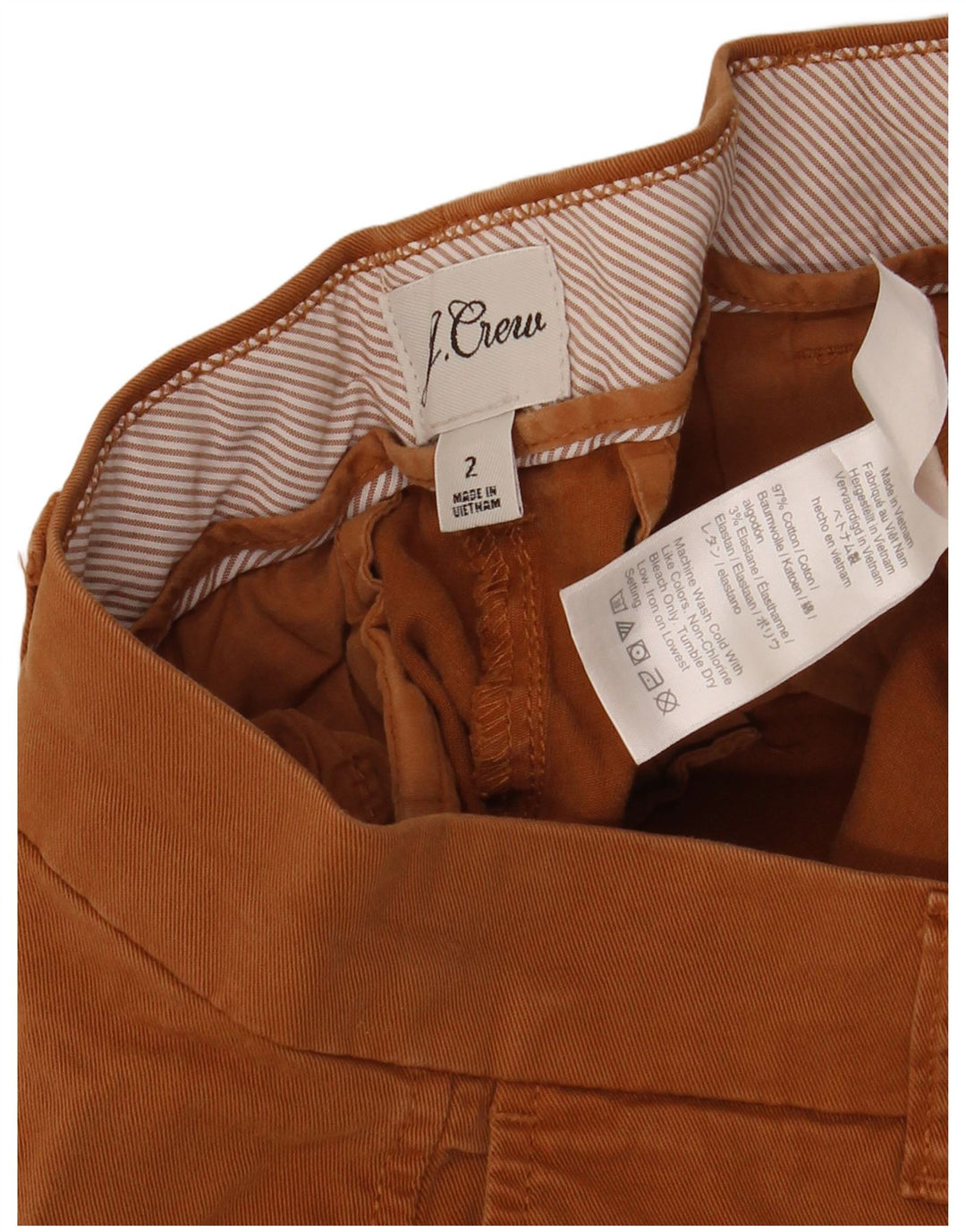 J. CREW Womens Chino Shorts US 2 XS W28  Brown Cotton