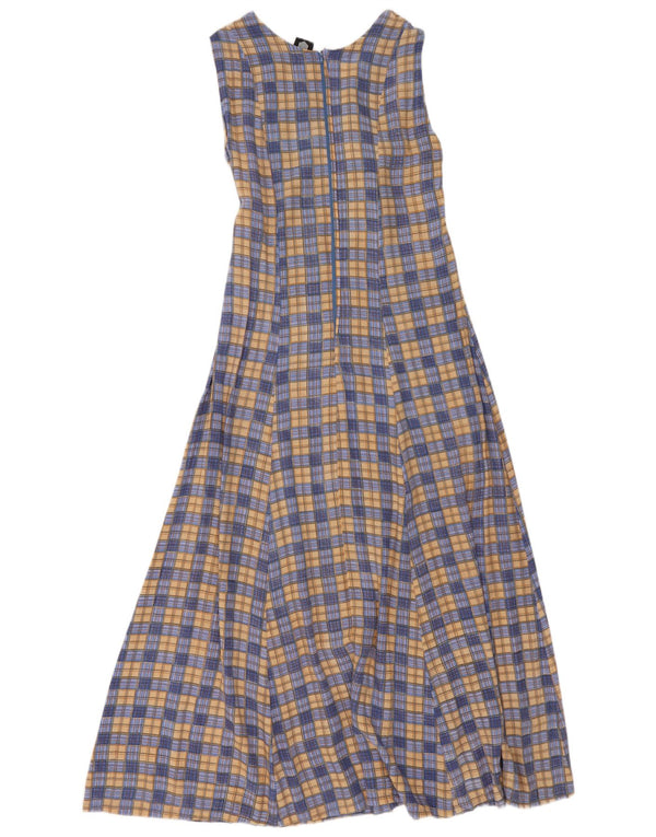 We Be Bop Womens Sleeveless Maxi Dress UK 12 Medium Blue Check Rayon