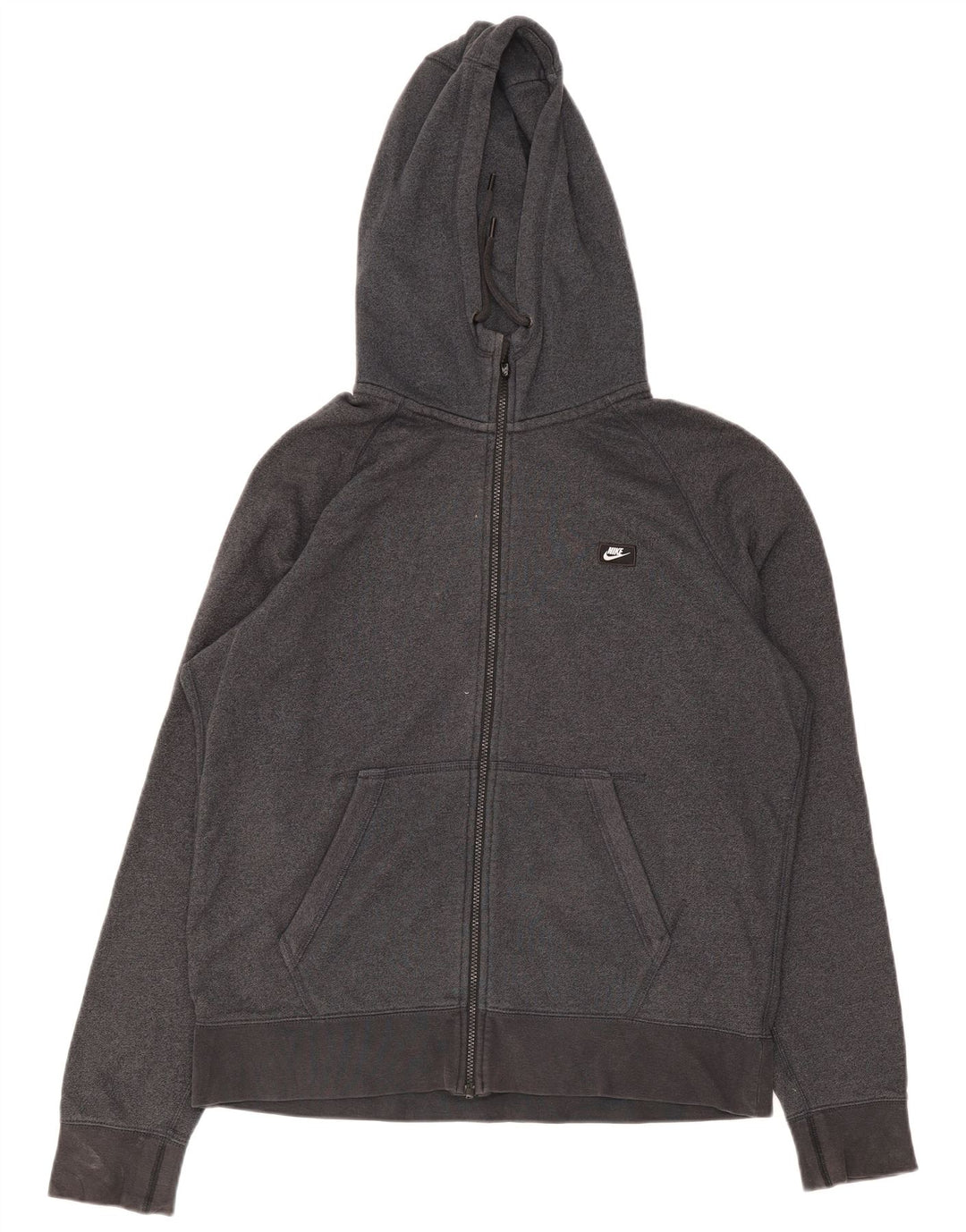 Nike Mens Zip Hoodie Sweater Large Grey Cotton