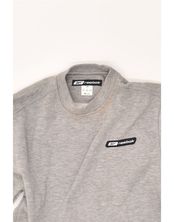 REEBOK Boys Sweatshirt Jumper 9-10 Years Medium Grey Cotton Vintage Reebok and Second-Hand Reebok from Messina Hembry 