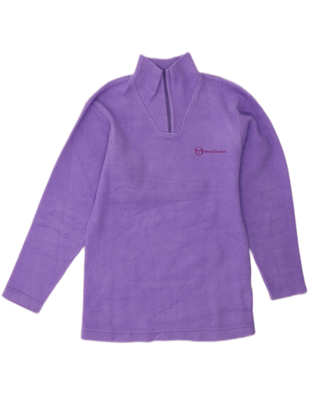 Sergio Tacchini Womens Zip Neck Fleece Jumper UK 14 Medium Purple Polyester