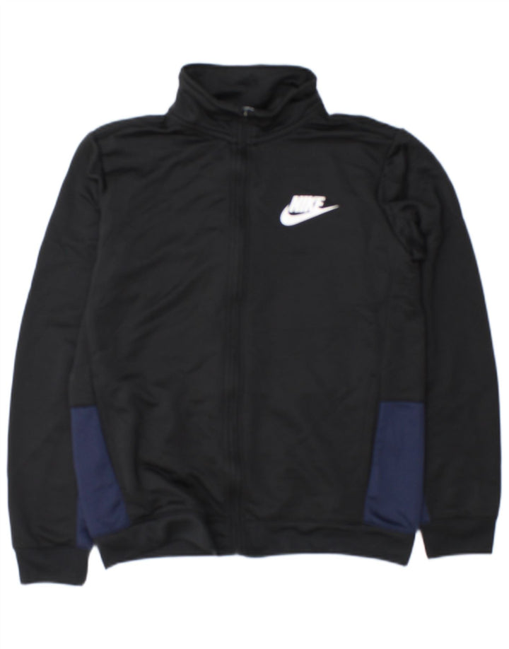 Nike Boys Tracksuit Top Jacket 13-14 Years XL Black Colourblock Polyester
