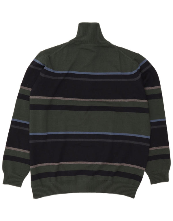 Navigare Mens Zip Neck Jumper Sweater 3XL Green Striped Wool
