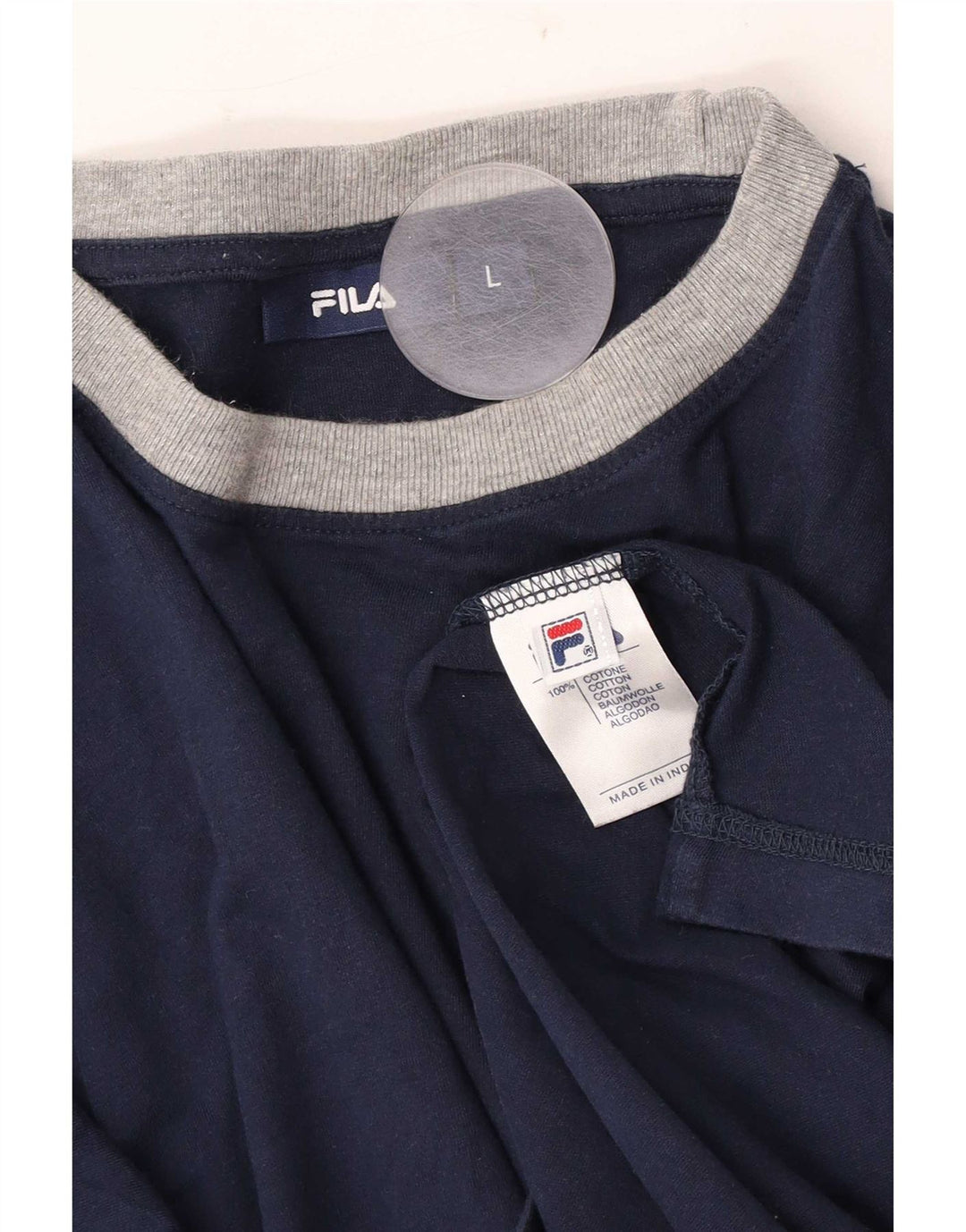 Fila Mens T-Shirt Top Large Navy Blue Cotton