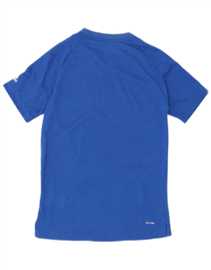 ADIDAS Boys Climalite Graphic T-Shirt Top 11-12 Years Blue Polyester