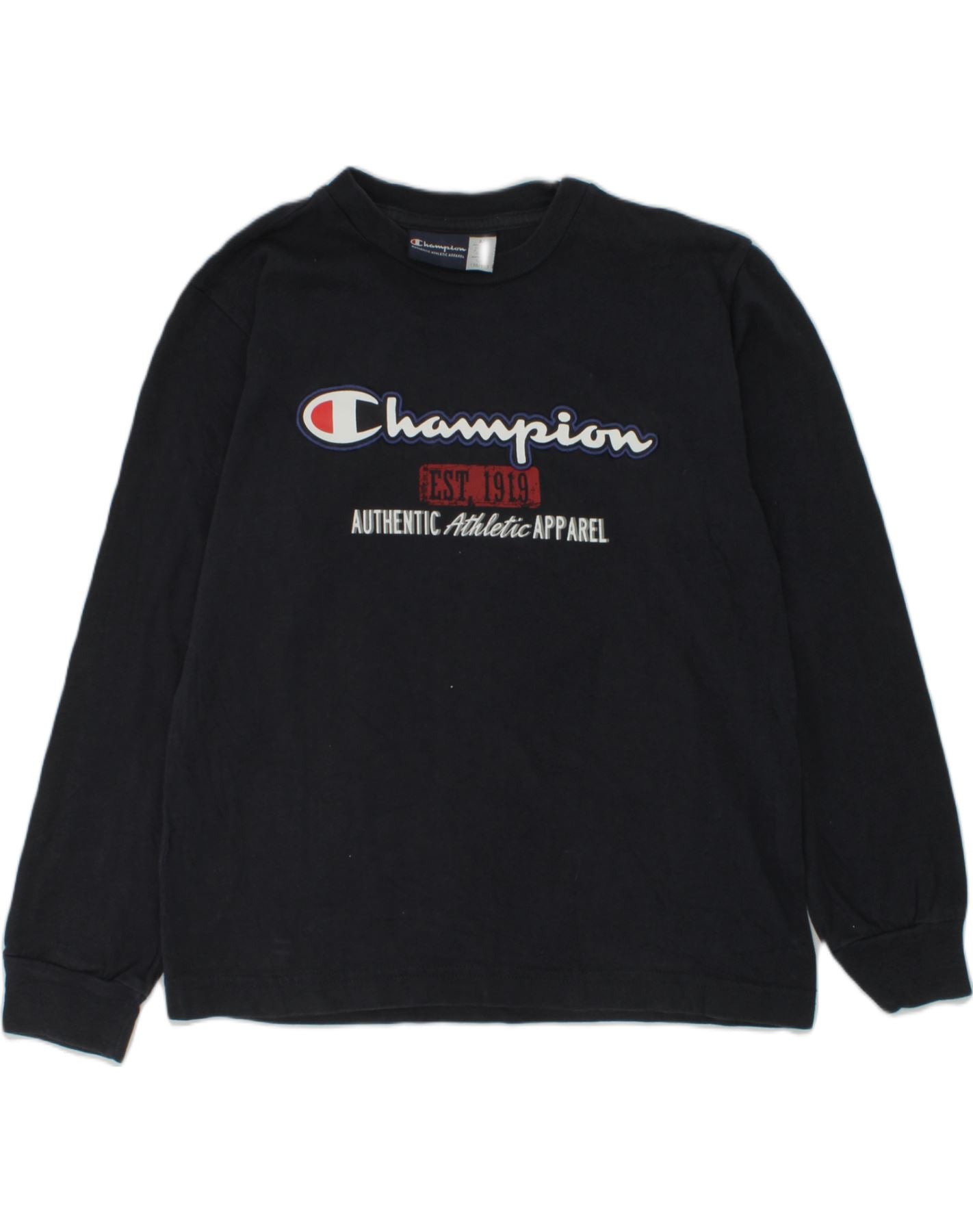 CHAMPION Boys Graphic Sweatshirt Jumper 9 10 Years Medium Navy