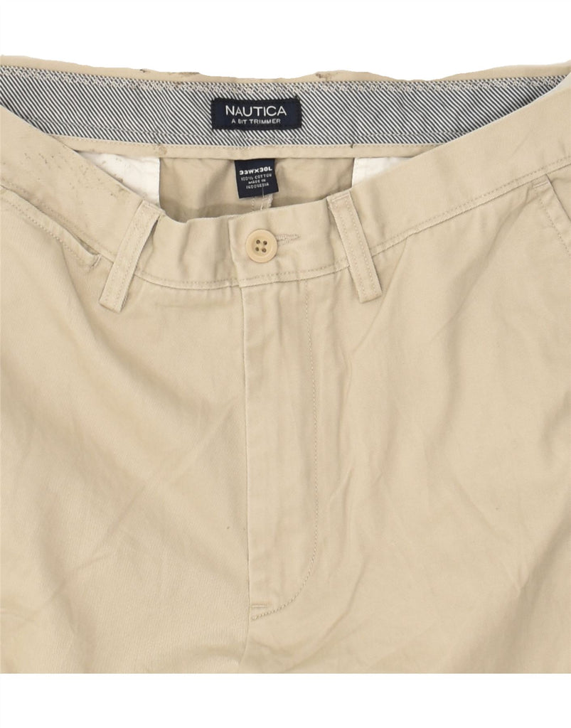 NAUTICA Mens Straight Chino Trousers W33 L30 Beige Cotton | Vintage Nautica | Thrift | Second-Hand Nautica | Used Clothing | Messina Hembry 