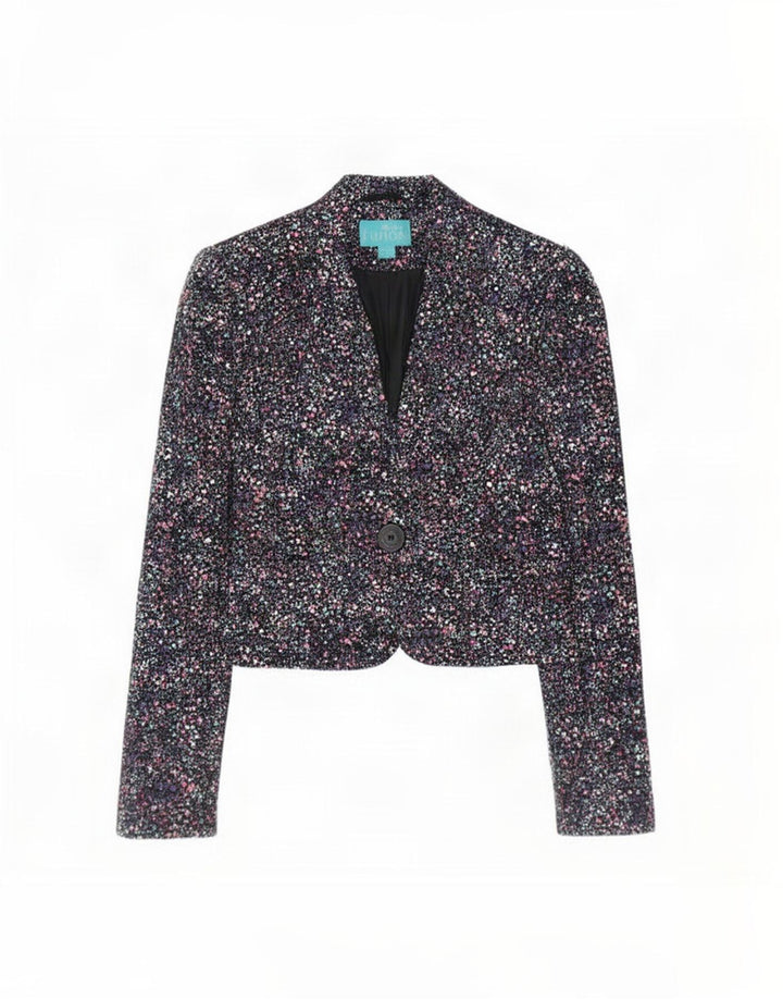 Monsoon Womens Bolero Jacket UK 12 Medium Black Floral Cotton