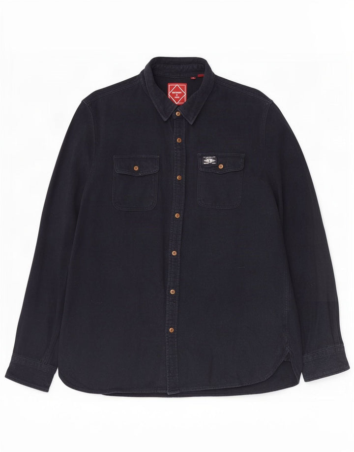 Superdry Mens Denim Shirt 2XL Navy Blue Cotton