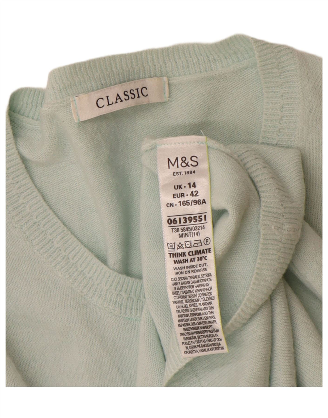 Marks & Spencer Womens Classic Cardigan Sweater UK 14 Medium Turquoise