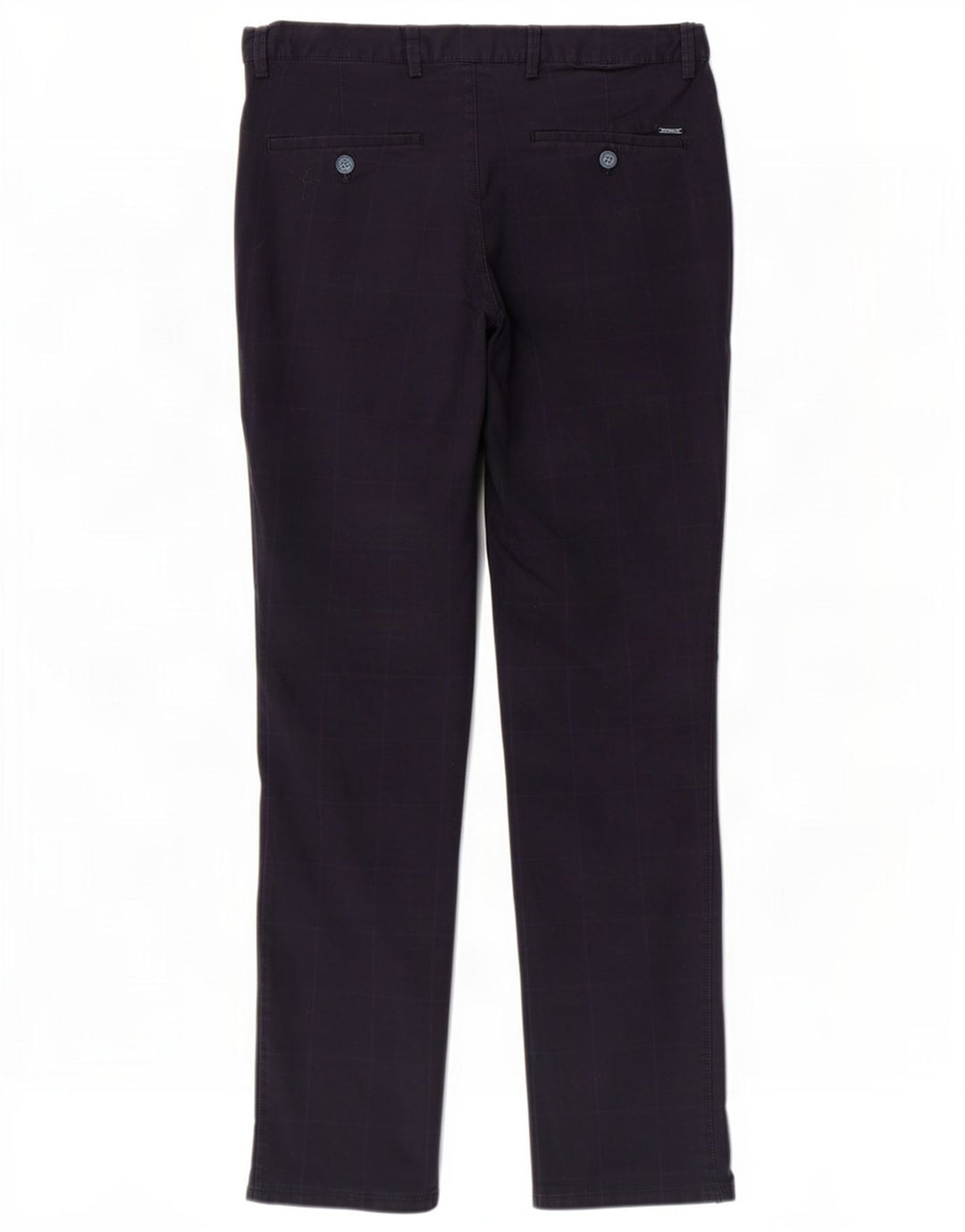 Massimo Dutti Mens Chino Trousers EU 42 Large W32 L32 Navy Blue Check