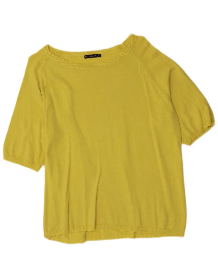 ZARA Womens Oversized Boat Neck Jumper Sweater UK 10 Small Yellow