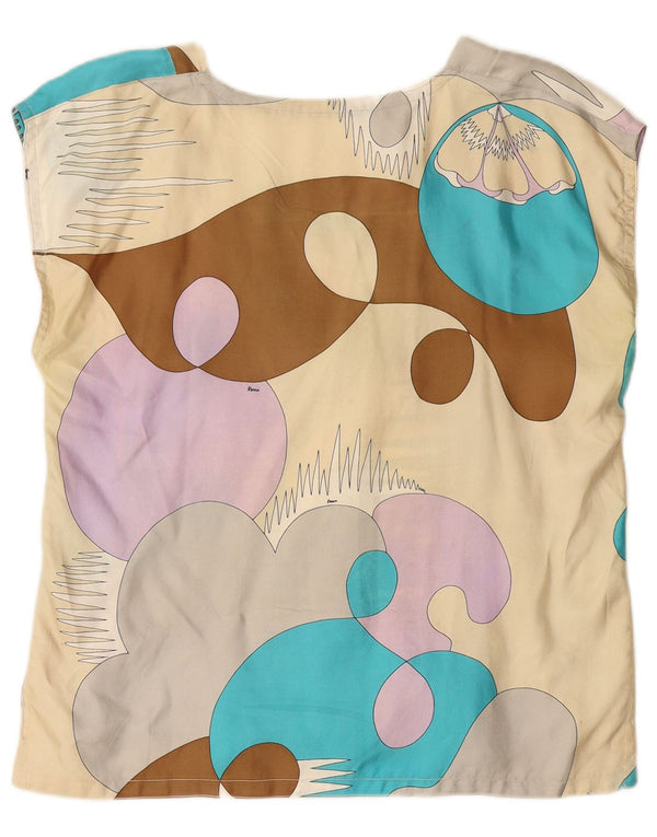 VINTAGE Womens Abstract Pattern Blouse Top UK 14 Medium Multicoloured