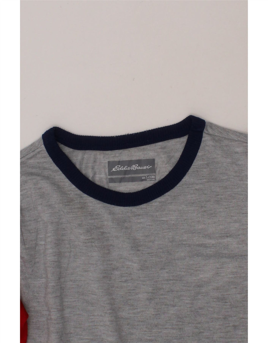 EDDIE BAUER Boys Top Long Sleeve 7-8 Years Small  Grey Colourblock Classic Vintage Eddie Bauer and Second-Hand Eddie Bauer from Messina Hembry 