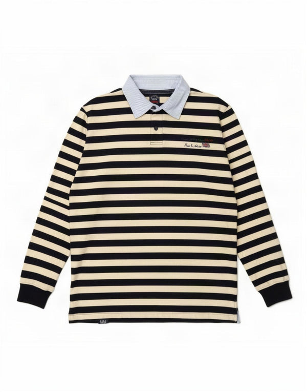 Paul & Shark Mens Yachting Rugby Polo Shirt XL Navy Blue Striped