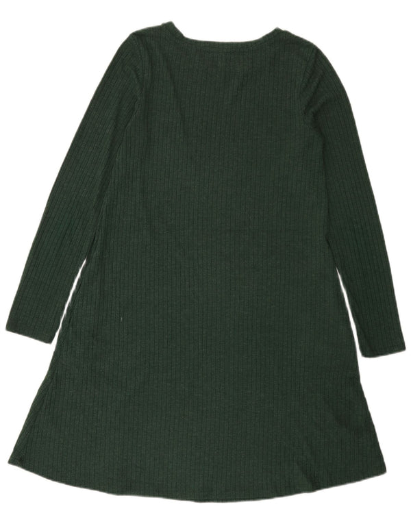 Marks & Spencer Womens Long Sleeve Jumper Dress UK 8 Small Green Polyester