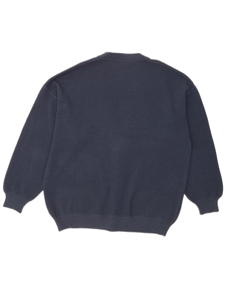 Il Granchio Mens Cardigan Sweater Large Navy Blue Wool