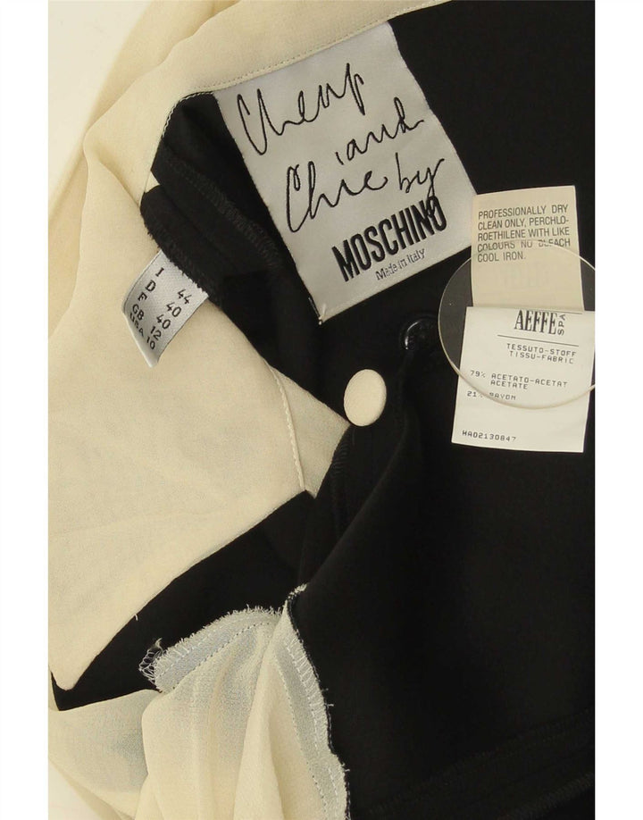 Moschino Womens Shirt Blouse UK 12 Medium Black Colourblock Acetate